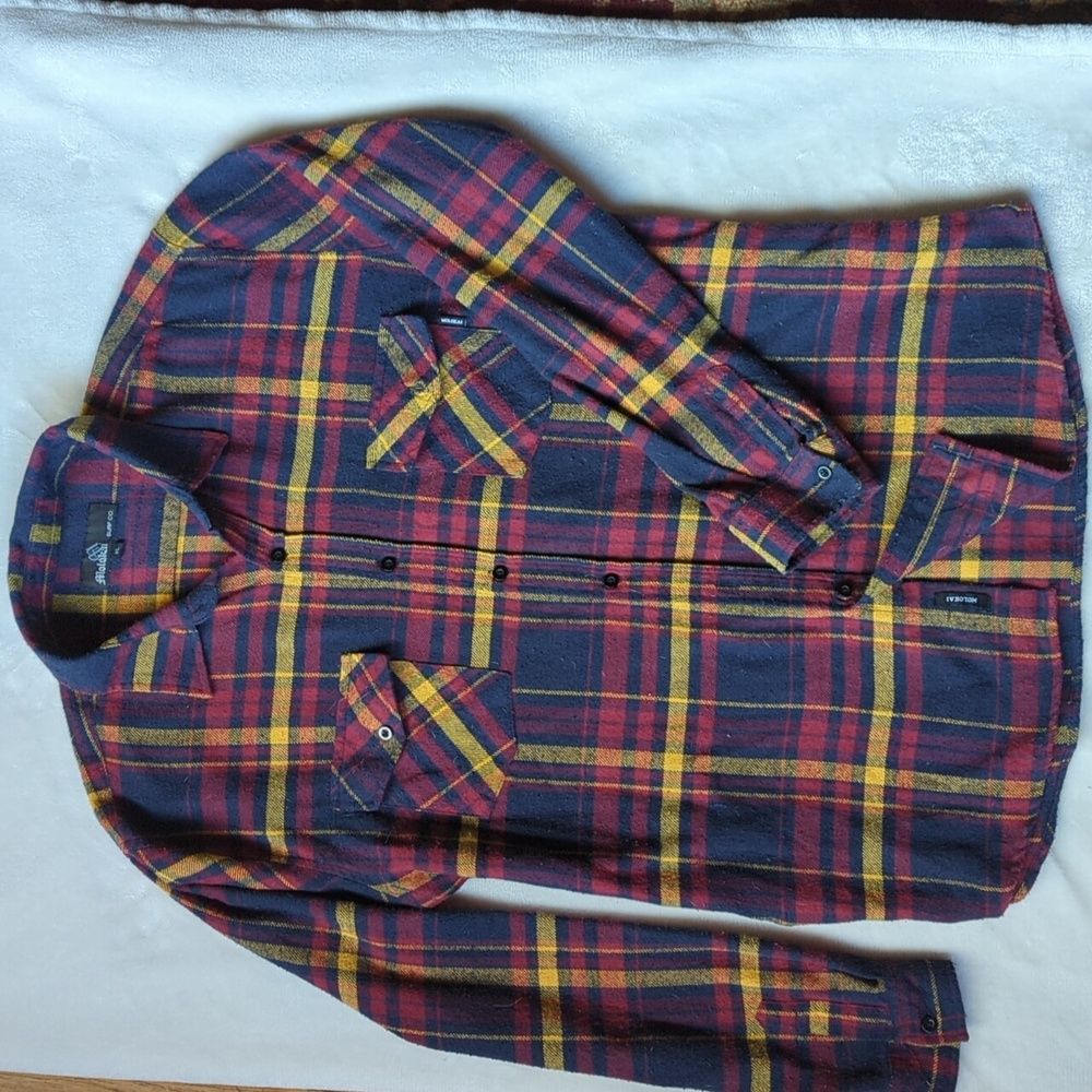 Red Burgundy Golden Yellow Navy Blue Black Buttons Flannel